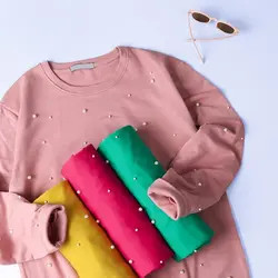 5899-بلوز آستین بلند مروارید