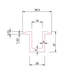 پروفیل آلومینیوم کلمپ میانی 38.3 و کف 20 - پروفیل شیاردار یاکین