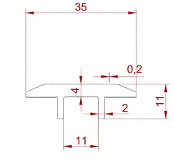 پروفیل آلومینیوم کلمپ میانی 35 - پروفیل شیاردار یاکین