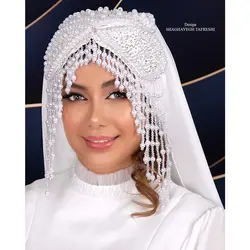 خرید آنلاین توربان آویزدار بلند K0929-13 - زینا استالیش