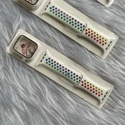 پکیج گارد و بند سیلیکونی نایکی رنگین کمانی اپل واچ