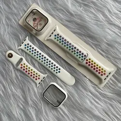 پکیج گارد و بند سیلیکونی نایکی رنگین کمانی اپل واچ