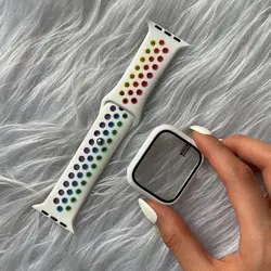 پکیج گارد و بند سیلیکونی نایکی رنگین کمانی اپل واچ