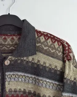 بافت وینتیج دکمه دار زرشکی