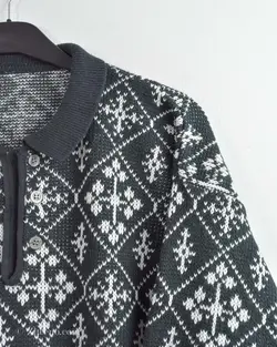 بافت وینتیج دکمه دار خاکستری