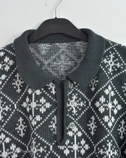 بافت وینتیج دکمه دار خاکستری