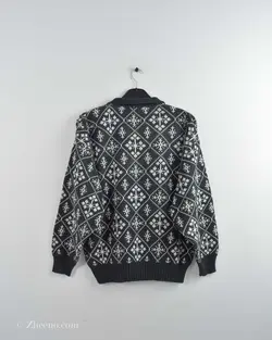 بافت وینتیج دکمه دار خاکستری