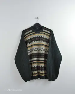 بافت وینتیج سبز رنگ طرح‌دار