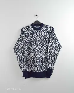 بافت وینتیج سورمه ای و سفید