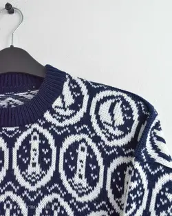 بافت وینتیج سورمه ای و سفید