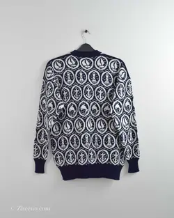 بافت وینتیج سورمه ای و سفید