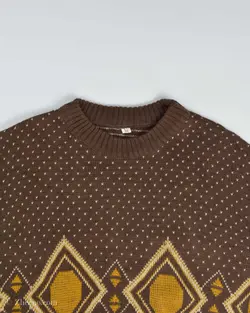 بافت وینتیج  قهوه ای طرح دار