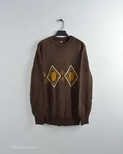 بافت وینتیج  قهوه ای طرح دار