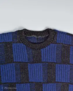 بافت وینتیج سورمه ای شطرنجی