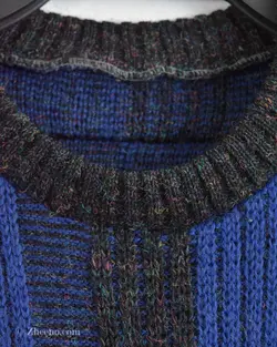 بافت وینتیج سورمه ای شطرنجی