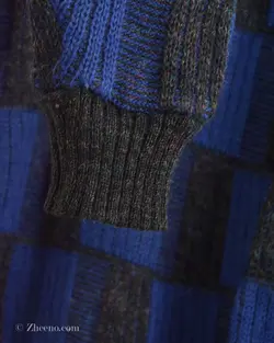 بافت وینتیج سورمه ای شطرنجی