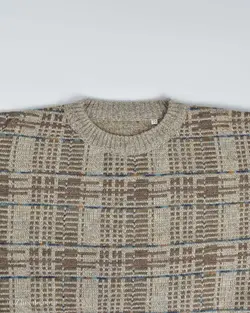 بافت وینتیج کرمی شطرنجی