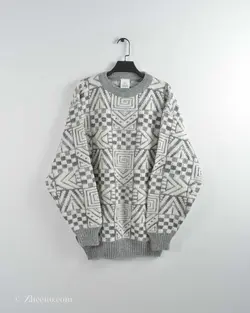 بافت وینتیج سفید و طوسی