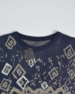 بافت وینتیج سرمه ای طرح دار