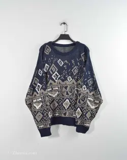 بافت وینتیج سرمه ای طرح دار