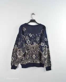 بافت وینتیج سرمه ای طرح دار