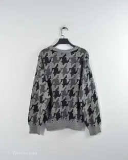 بافت وینتیج طوسی طرح دار