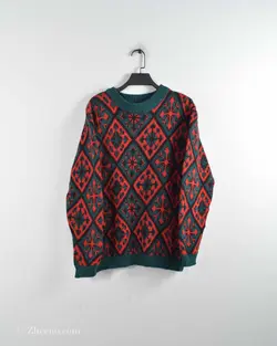 بافت وینتیج سبز و قرمز