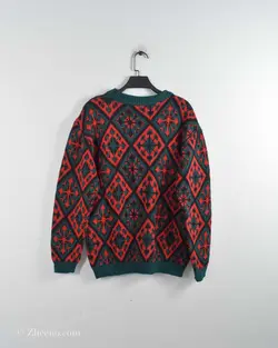 بافت وینتیج سبز و قرمز