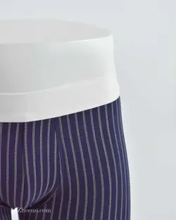 شورت سرمه‌ای خط دار کمر سفید