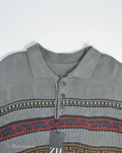 بافت وینتیج دکمه دار طوسی