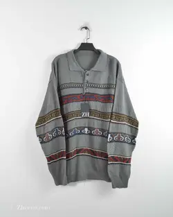 بافت وینتیج دکمه دار طوسی