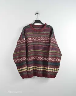 بافت وینتیج زرشکی طرح دار