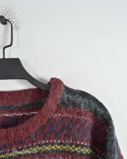 بافت وینتیج زرشکی طرح دار