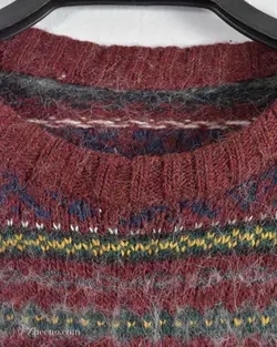 بافت وینتیج زرشکی طرح دار