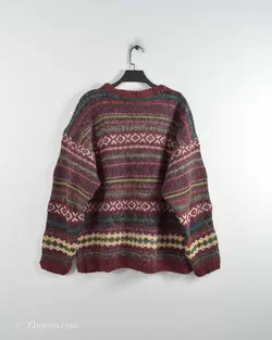 بافت وینتیج زرشکی طرح دار