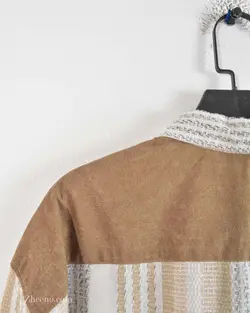 پیراهن پشمی قهوه ای و سفید