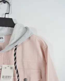 پیراهن جین کلاه دار Zara صورتی