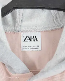 پیراهن جین کلاه دار Zara صورتی