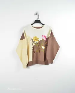 بافت وینتیج کرمی و قهوه ای