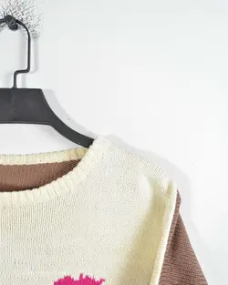 بافت وینتیج کرمی و قهوه ای