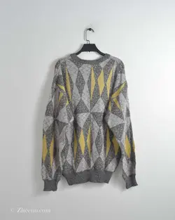 بافت وینتیج طوسی زرد