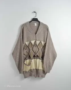 بافت وینتیج طرح لوزی زیب دار