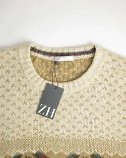 بافت وینتیج طرحدار نخودی Marks & Spencer