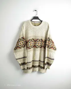 بافت وینتیج طرحدار نخودی Marks & Spencer