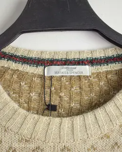 بافت وینتیج طرحدار نخودی Marks & Spencer