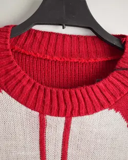 بافت وینتیج قرمز سفید