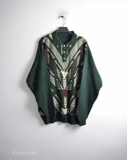 بافت وینتیج یشمی دکمه دار