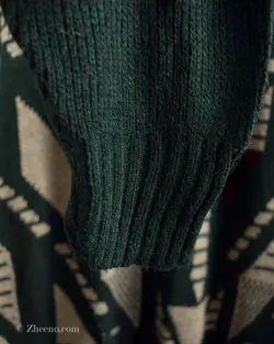 بافت وینتیج یشمی دکمه دار