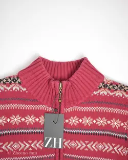 بافت وینتیج نیم زیپ قرمز