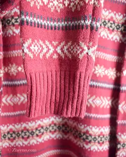 بافت وینتیج نیم زیپ قرمز